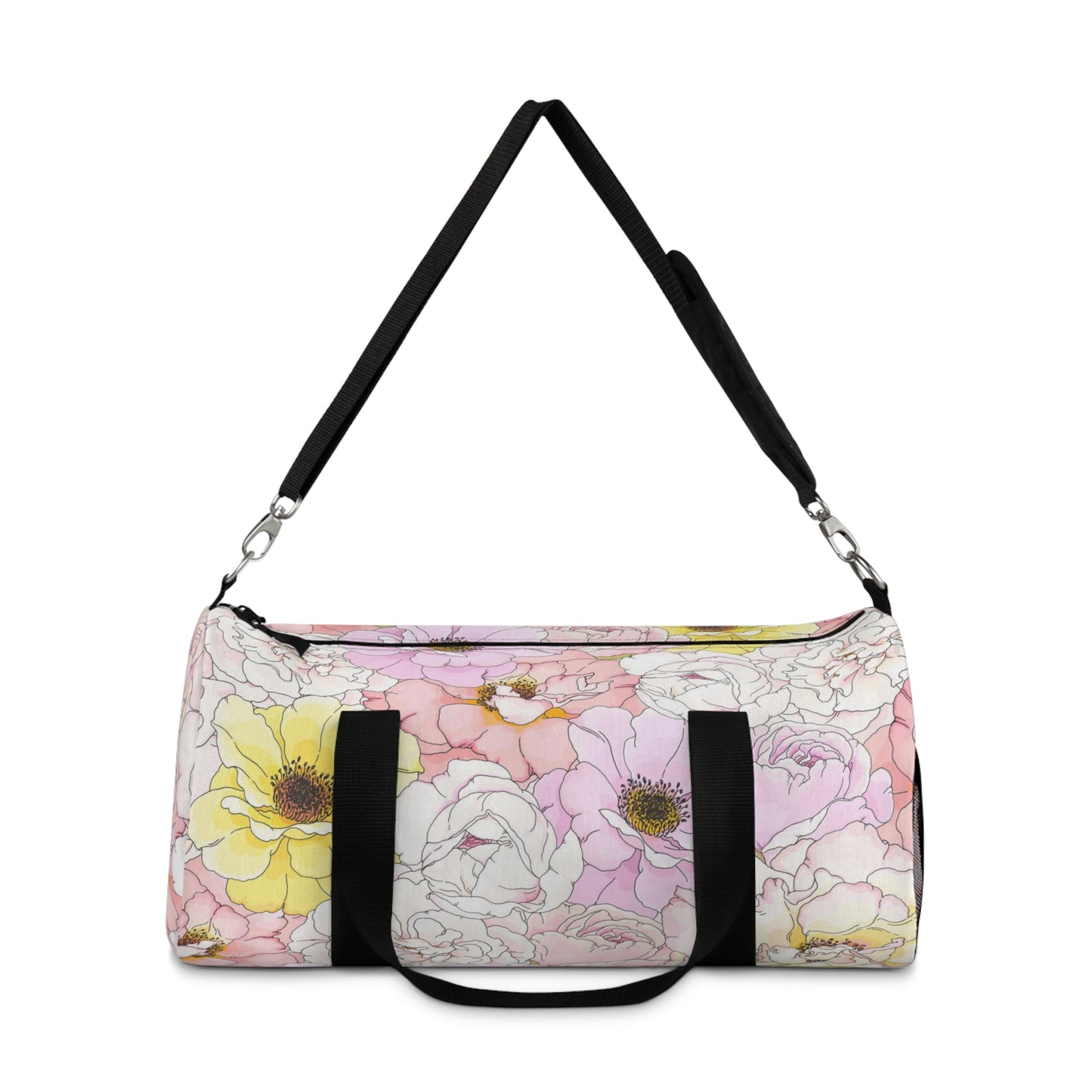 Pink and Yellow Floral Duffel Bag