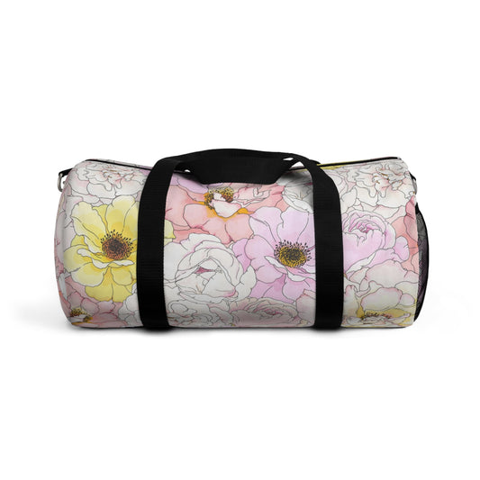 Pink and Yellow Floral Duffel Bag