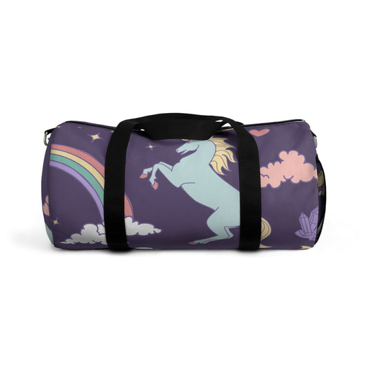 Unicorns and Rainbows Dark Blue Duffel Bag